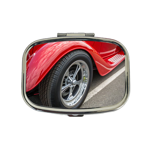 Classic Red Hot Rod Car Travel Pill Box Case