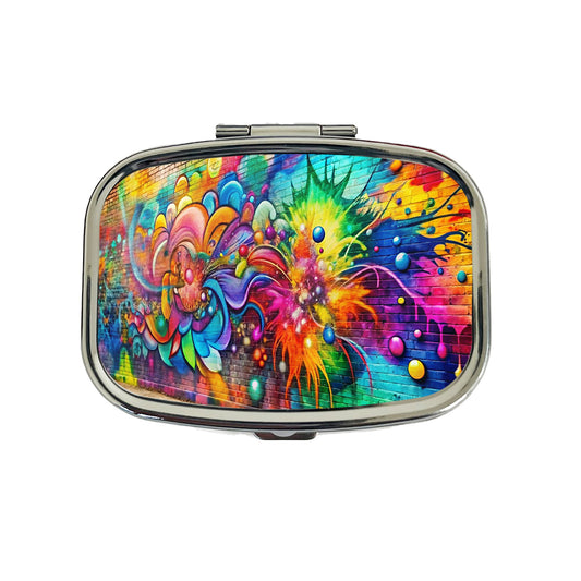 Colorful Graffiti On City Wall Travel Pill Box Case