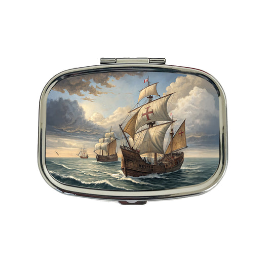 Columbus's Ships Nina, Pinta, And The Santa Maria Travel Pill Box Case