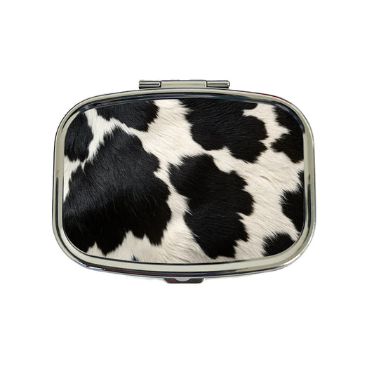 Cow Pattern Black and White Travel Pill Box Case