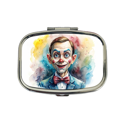 Creepy Ventriloquist Dummy Watercolor Travel Pill Box Case