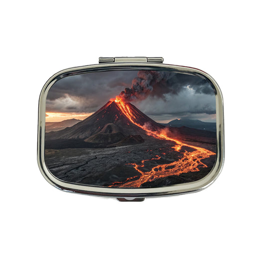 Erupting Volcano With Flowing Lava Travel Pill Box Case