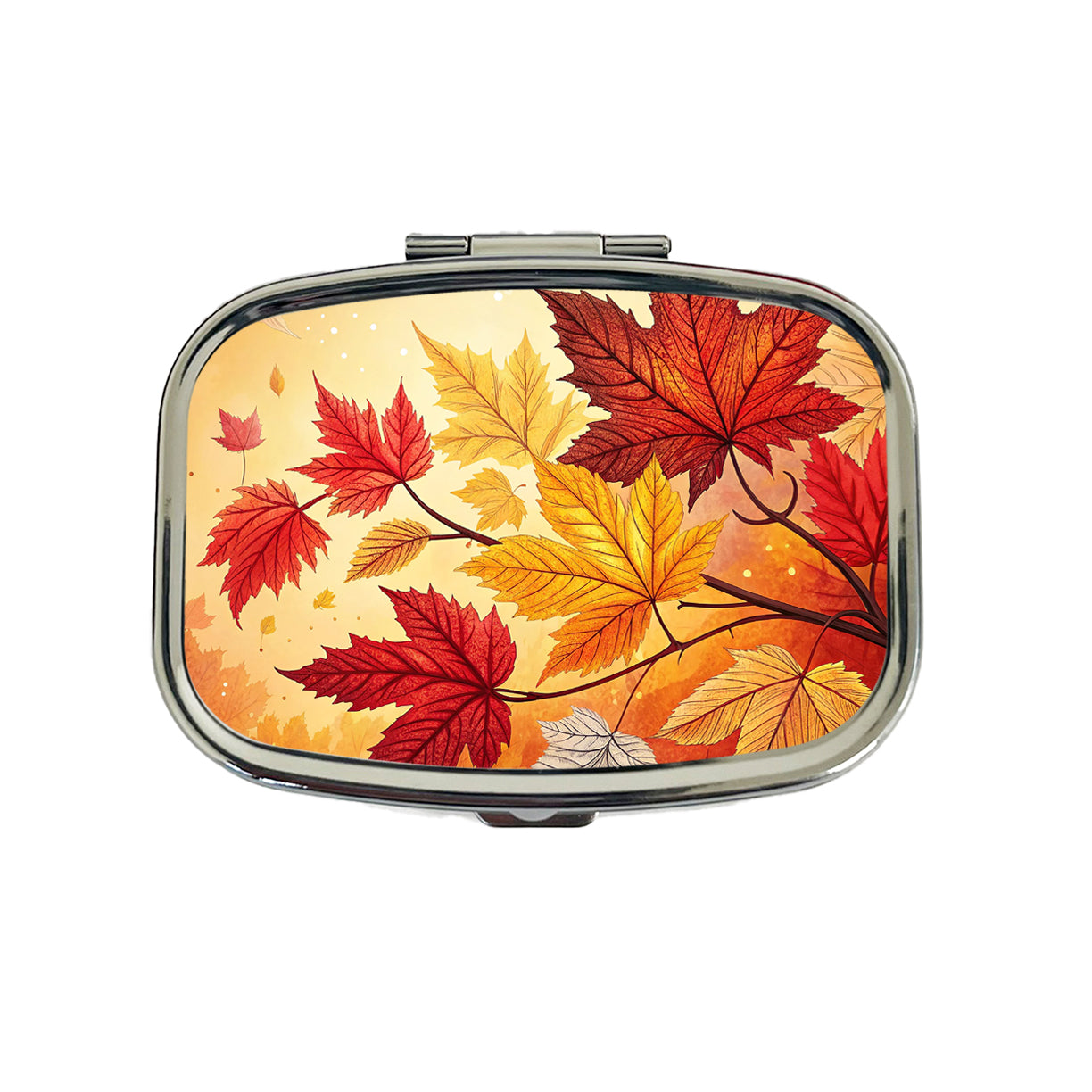 Fall Autumn Leaves Design Travel Pill Box Case