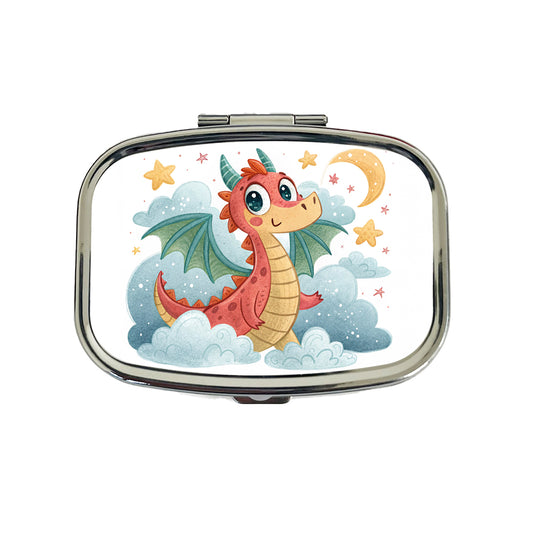 Fantasy Dragon Children's Illustration Style Travel Pill Box Case