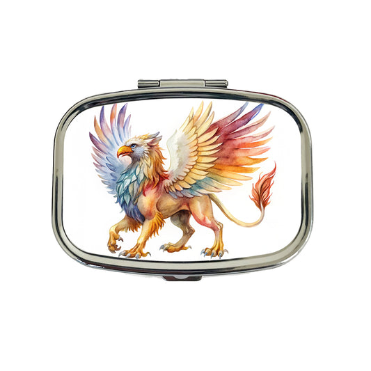 Fantasy Griffin Mythical Creature Watercolor Travel Pill Box Case