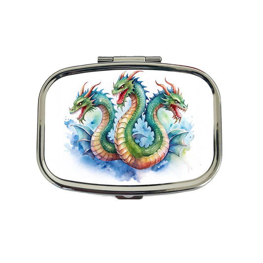 Fantasy Hydra Mythical Creature Watercolor Travel Pill Box Case
