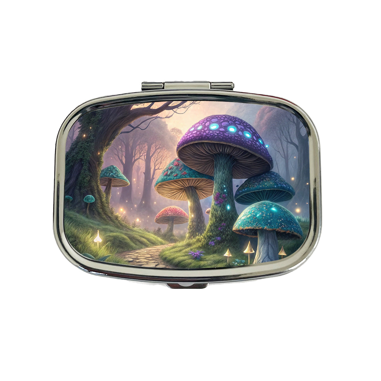 Fantasy Mushroom Forest Path Travel Pill Box Case