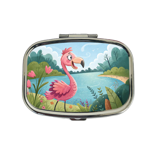 Flamingo Children's Illustration Style Travel Pill Box Case