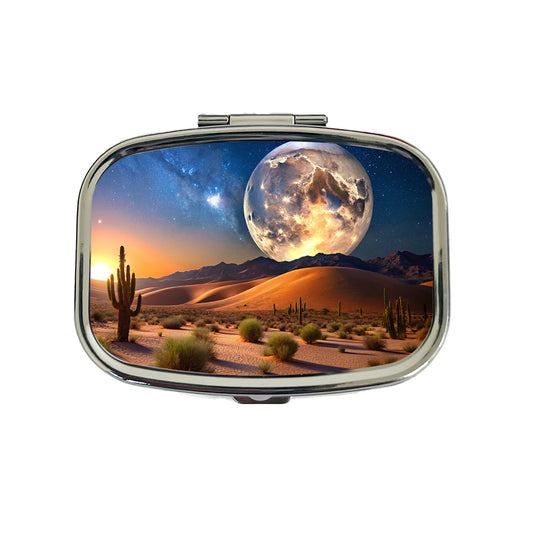 Full Moon Over The Desert Travel Pill Box Case