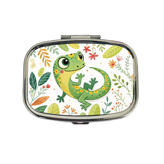 Gecko Lizard Children's Illustration Style Travel Pill Box Case