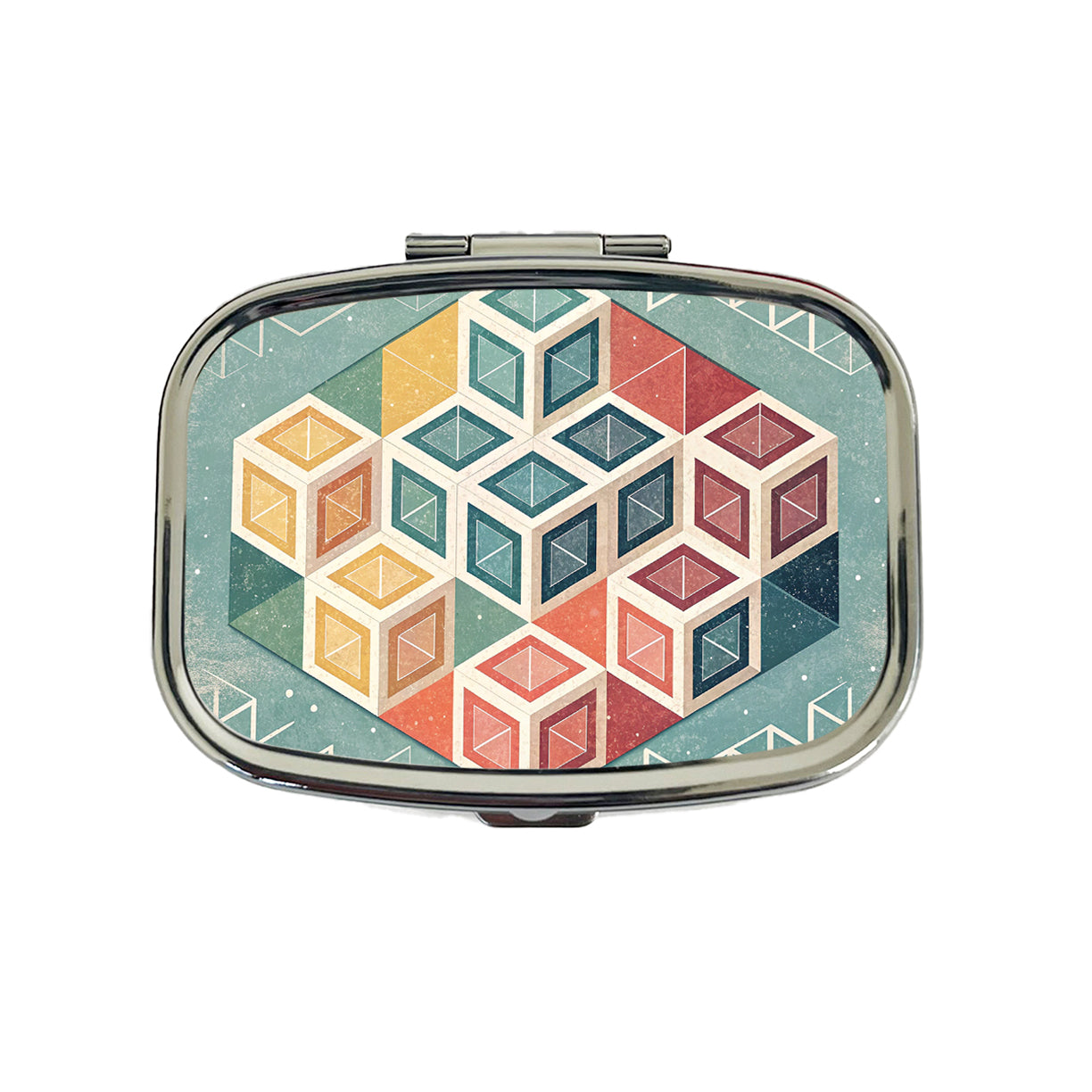 Geometric Cube Pattern Design Travel Pill Box Case