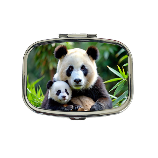 Giant Panda Mother With Baby Travel Pill Box Case