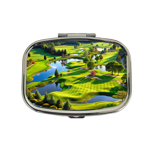 Golf Course Overview Travel Pill Box Case