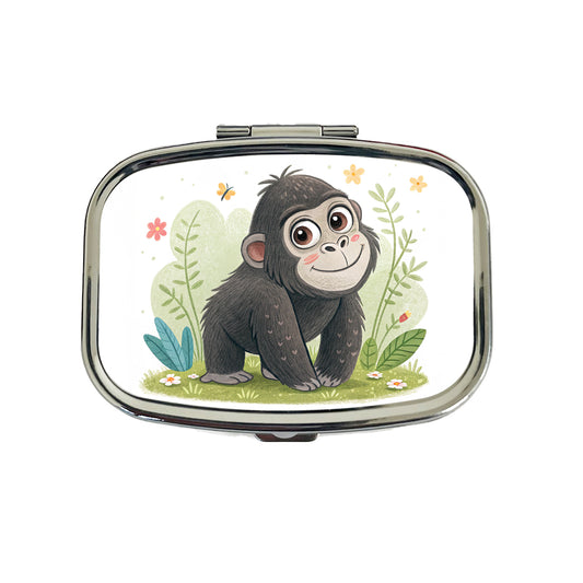 Gorilla Ape Children's Illustration Style Travel Pill Box Case