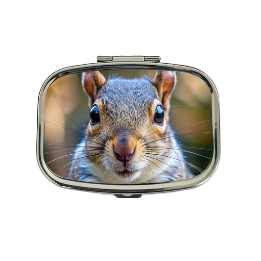Gray Squirrel Face Travel Pill Box Case