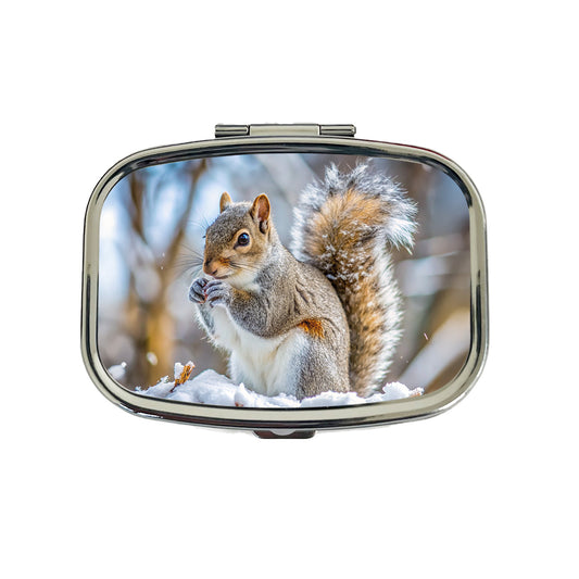 Gray Squirrel In Winter Travel Pill Box Case