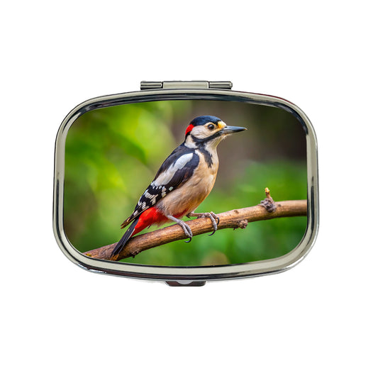 Great Spotted Woodpecker Backyard Bird Travel Pill Box Case