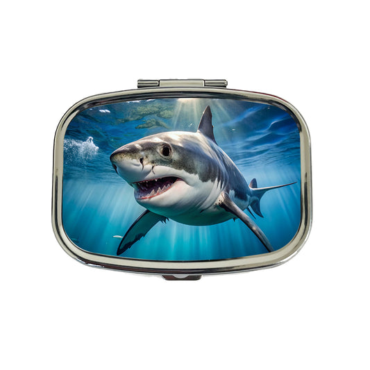 Great White Shark in the Ocean Travel Pill Box Case