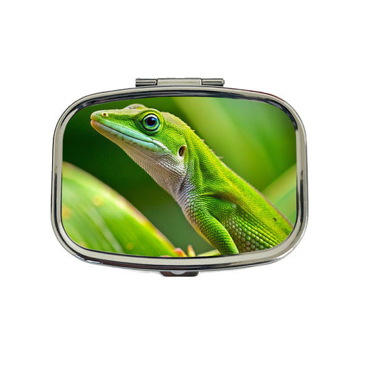 Green Anole Lizard Reptile Travel Pill Box Case