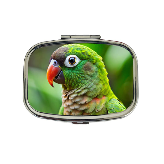 Green Conure Parakeet Bird Travel Pill Box Case