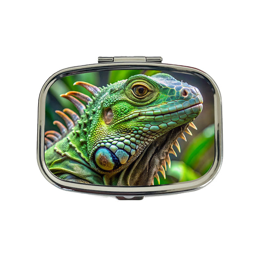Green Iguana Lizard Reptile Travel Pill Box Case