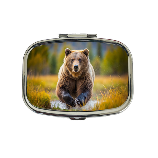 Grizzly Bear Chasing You Travel Pill Box Case