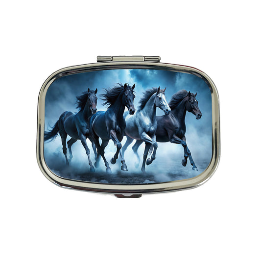 Horses Galloping Out Of The Night Mists Travel Pill Box Case