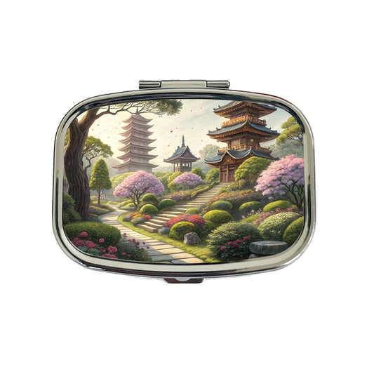 Japanese Garden With Pagodas Travel Pill Box Case