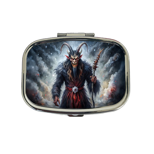 Krampus Black Watercolor Background Travel Pill Box Case