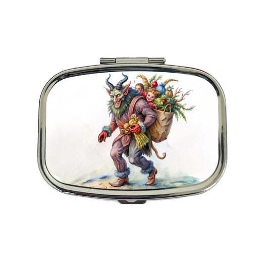 Krampus Carrying Bag Of Children Illustration Travel Pill Box Case