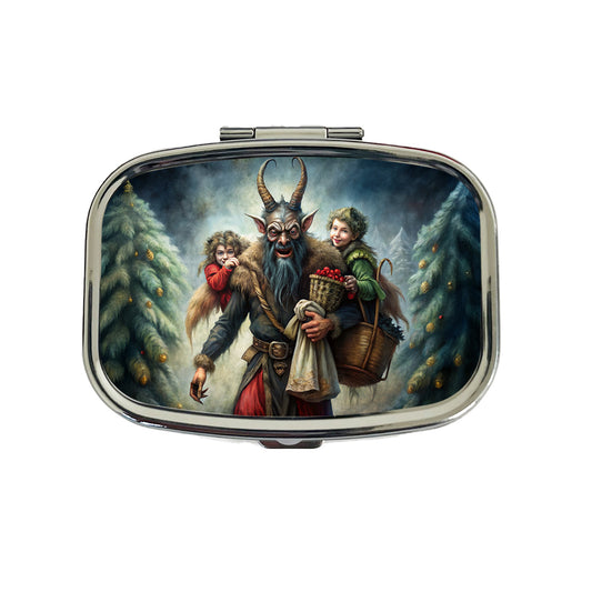 Krampus Carrying Stolen Children at Christmas Travel Pill Box Case