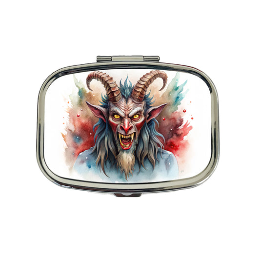 Krampus Watercolor Travel Pill Box Case