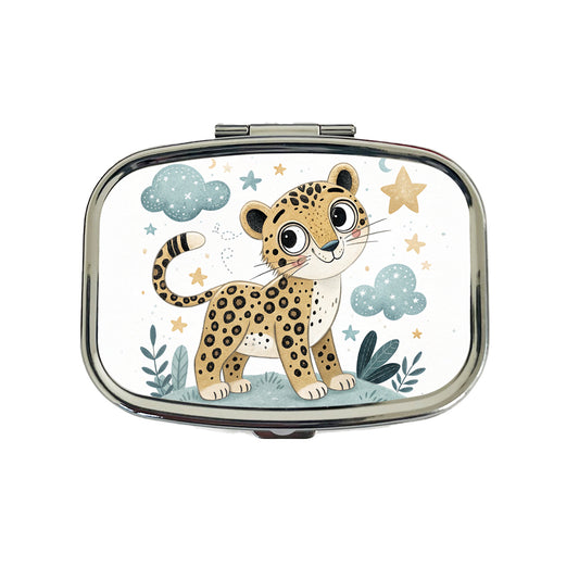 Leopard Children's Illustration Style Travel Pill Box Case