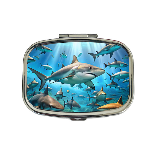 Lots Of Swimming Sharks Travel Pill Box Case