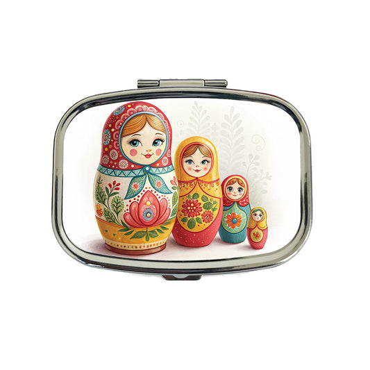 Matryoshka Russian Nesting Dolls Travel Pill Box Case