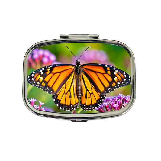 Monarch Butterfly Travel Pill Box Case