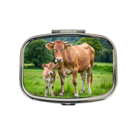 Mother Cow With Calf Travel Pill Box Case