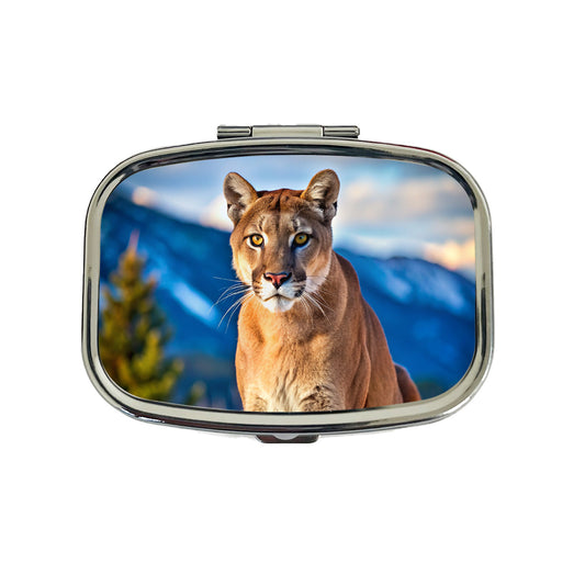 Mountain Lion Cougar Travel Pill Box Case