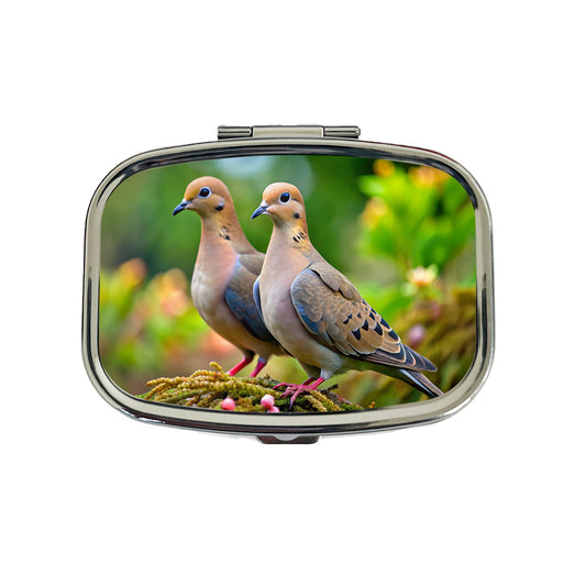 Mourning Doves Backyard Bird Travel Pill Box Case