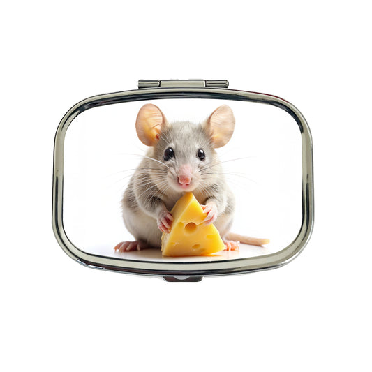 Mouse With A Piece Of Cheese Travel Pill Box Case
