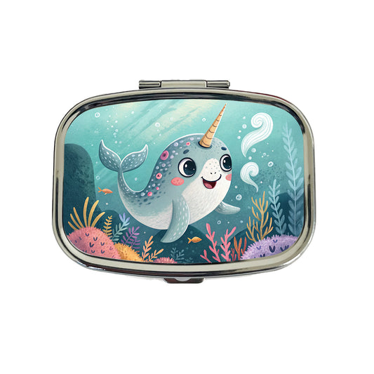 Narwhal Children's Illustration Style Travel Pill Box Case