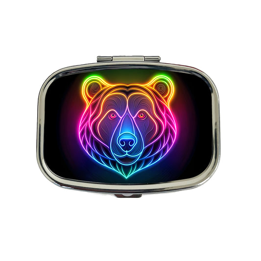 Neon Bear Face Travel Pill Box Case