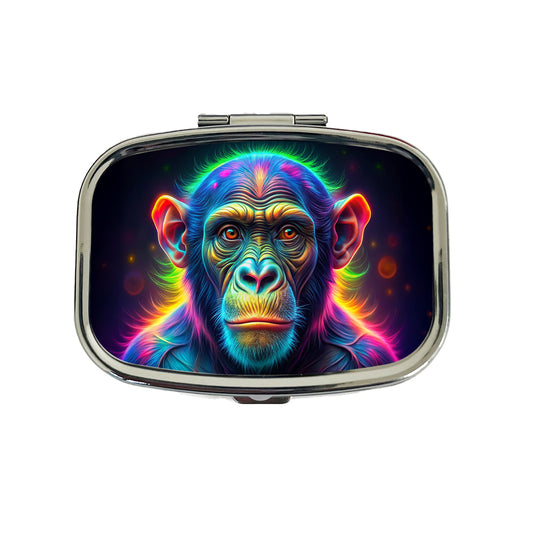 Neon Chimpanzee Monkey Travel Pill Box Case