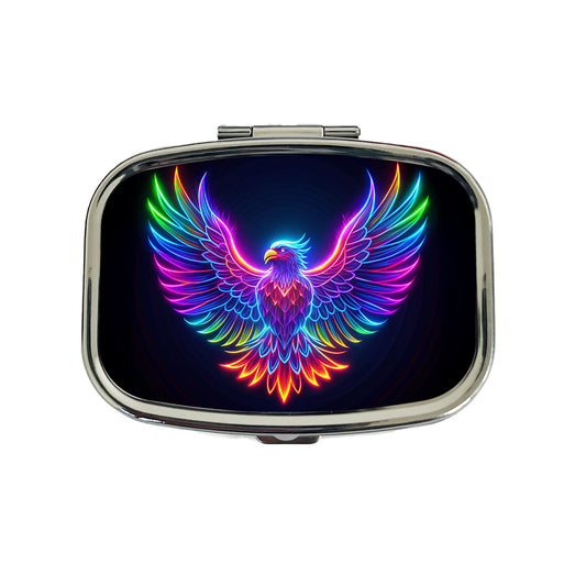 Neon Eagle Firebird Bird Travel Pill Box Case