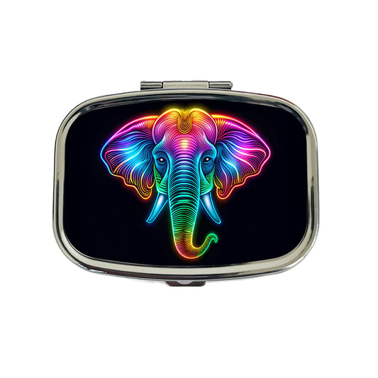 Neon Elephant Face Travel Pill Box Case