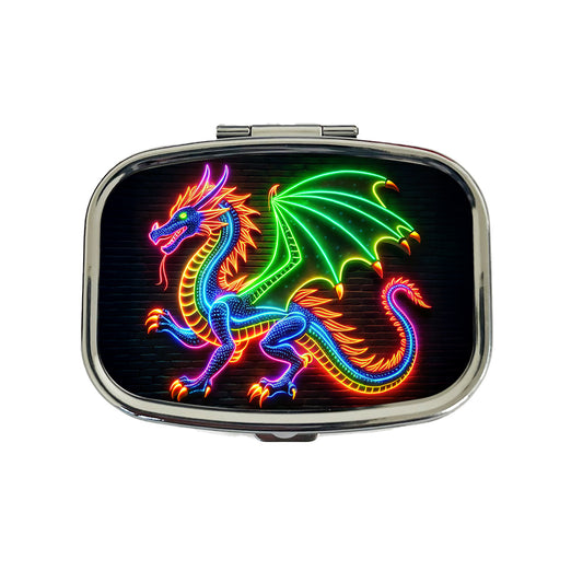 Neon European Dragon Travel Pill Box Case