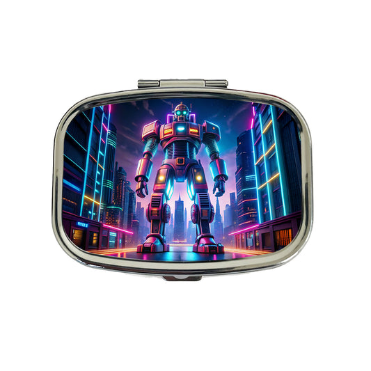 Neon Giant Sci-fi Robot Travel Pill Box Case