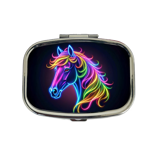 Neon Horse Head Travel Pill Box Case