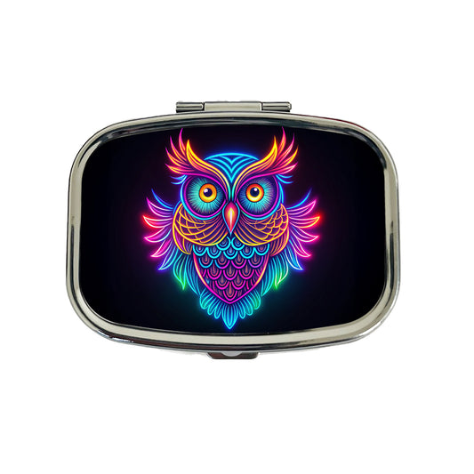 Neon Owl Travel Pill Box Case