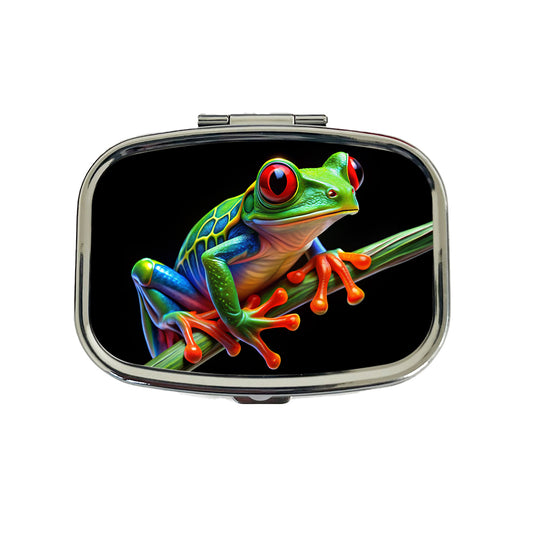 Neon Red-Eyed Tree Frog Travel Pill Box Case